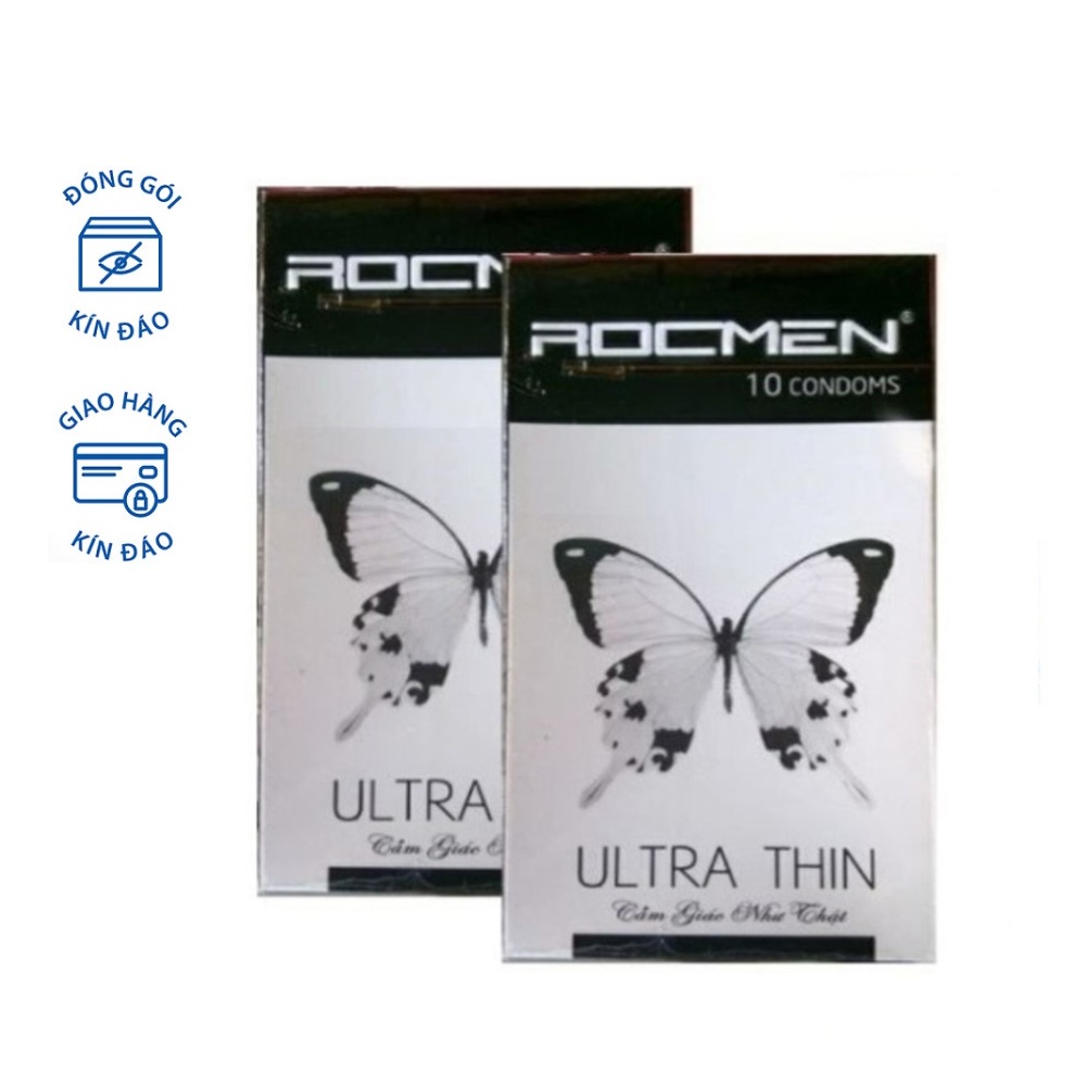 Freeship Bộ 2 hộp bao cao su siêu mỏng Rocmen Ultra Thin