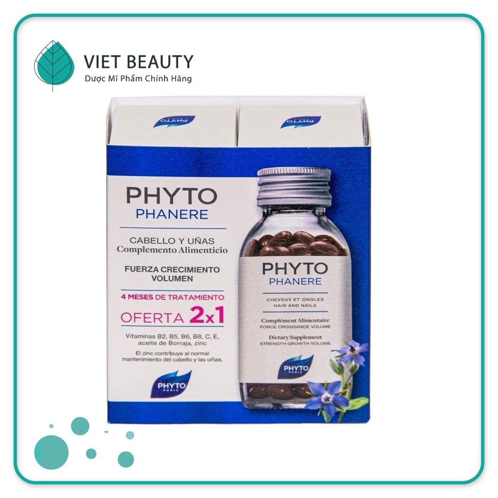 Viên uống hỗ trợ mọc tóc PHYTO Phanere, dưỡng móng - Hộp 120v Phytophanere