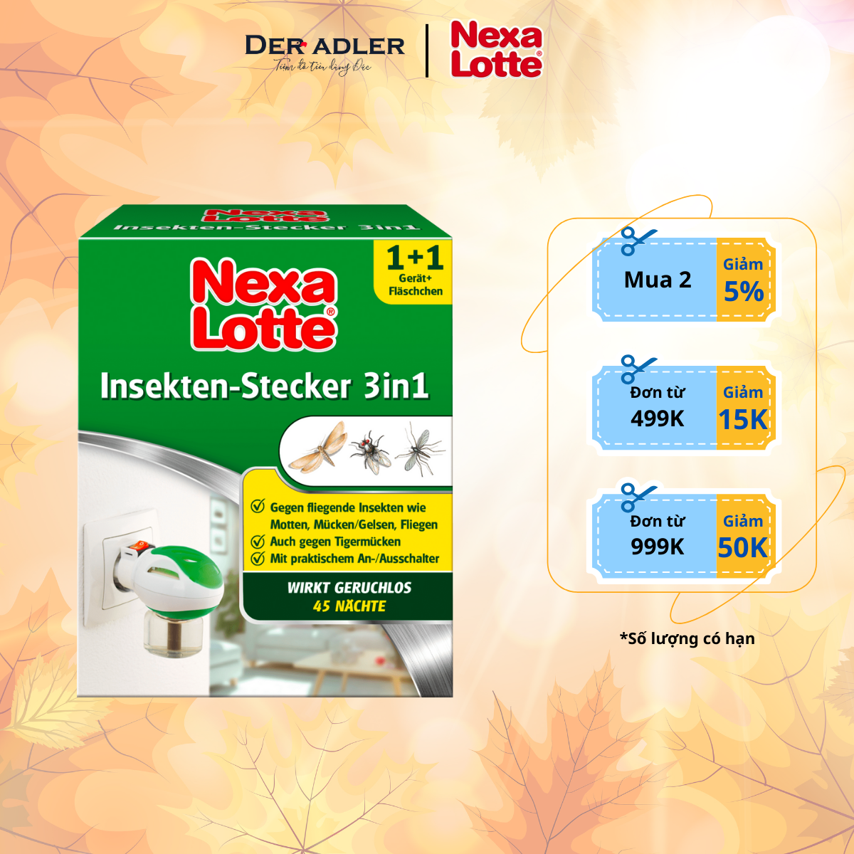 German Product NEXA LOTTE anti insect machine with unscented oils