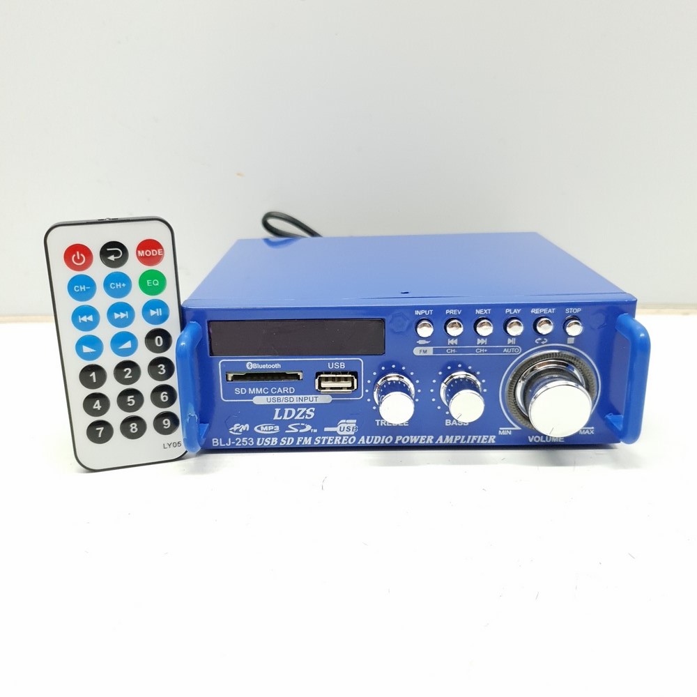 Amply LDZS BLJ-253 12V/220V USB BLUTOOTH 300W x 300W (XANH)