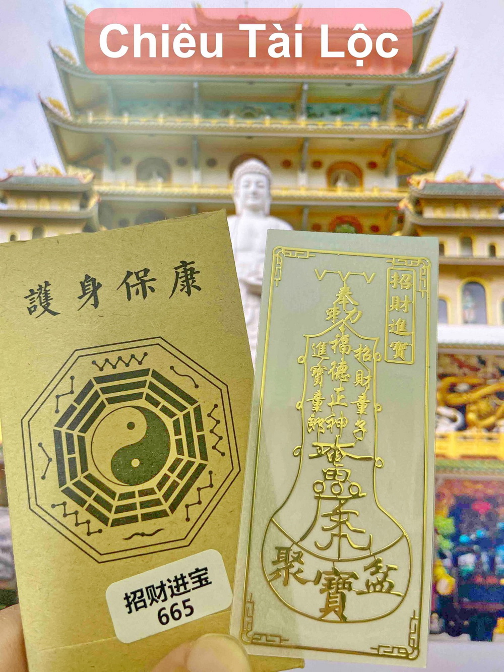 Miếng dán linh phù dán điện thoại, linh phù CHIÊU TÀI LỘC, thu hút tiền tài, may mắn, công danh sự nghiệp