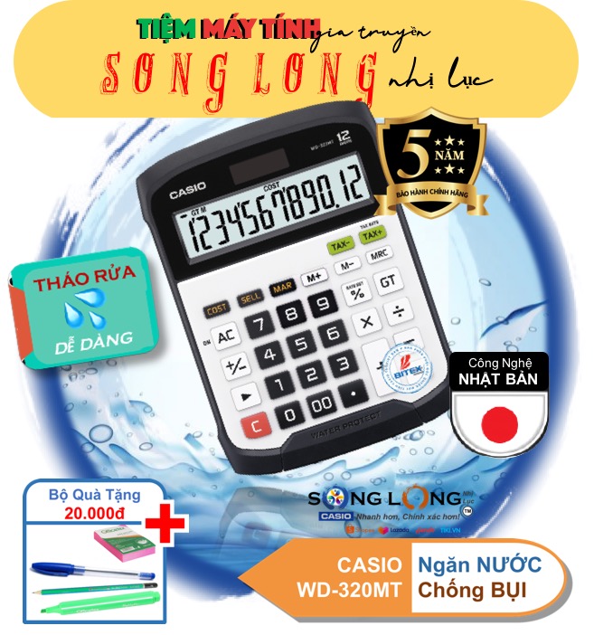 Máy tính casio chống nước wd-320mt - "siêu nhân ngăn nước chống bụi” - máy tính cầm tay bảo hành 5 năm