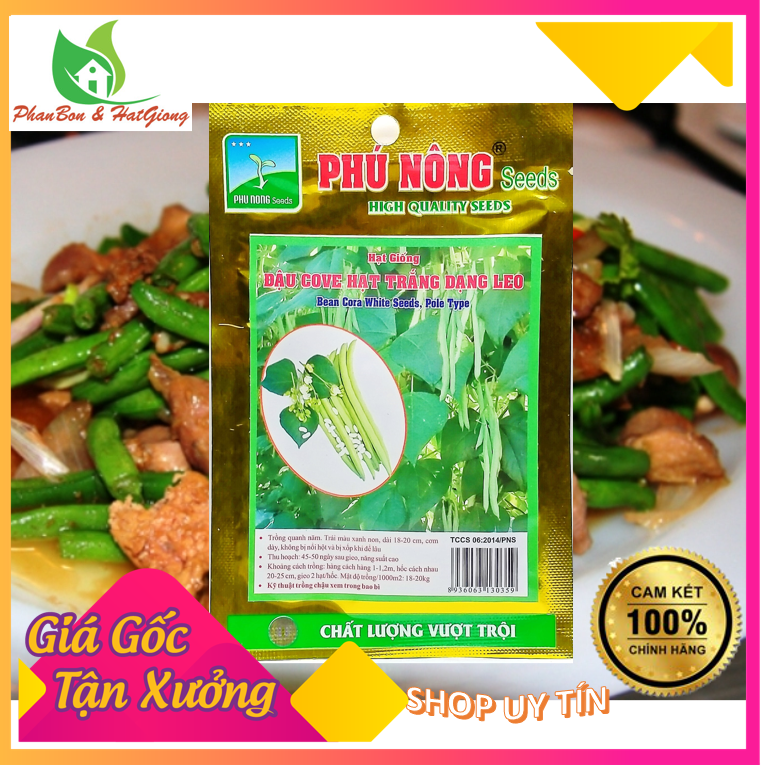 Hạt Giống Đậu Cove Hạt Trắng Dạng Leo 4 Mùa 10Gr - Phú Nông Seeds  | Shop Phân Bón, Hạt Giống Rau Củ Quả, Xơ Dừa, Mùn Dừa, Đất Sạch Trồng Rau Sạch Tp. Hồ Chí Minh