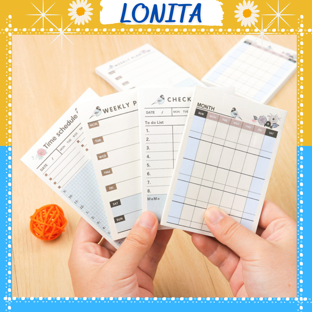 Giấy ghi nhớ kế hoạch hàng ngày, tuần Lonita tập 60 tờ giấy note cute GN06