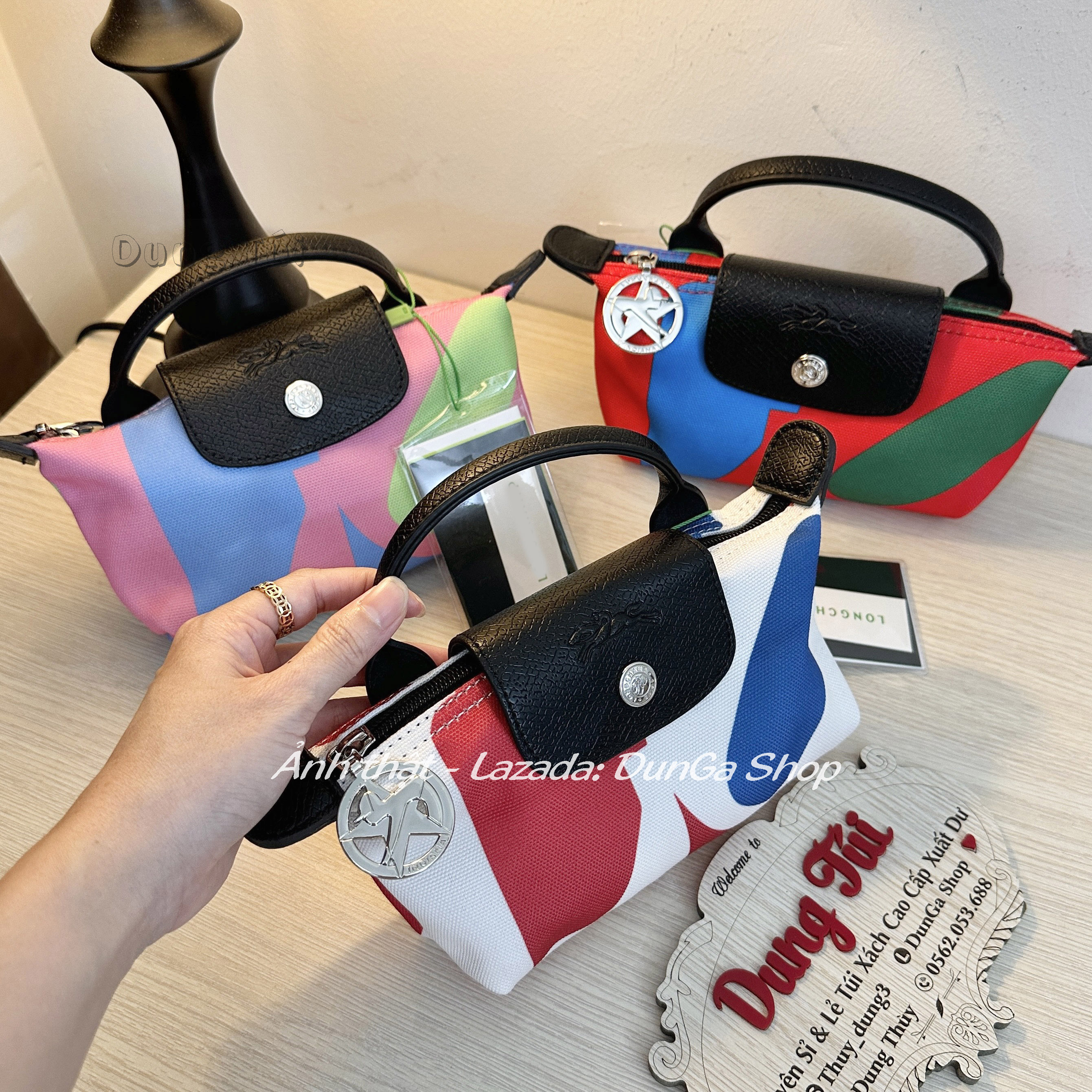 Túi nữ quai cầm size 17 phối màu độc lạ chất vải dày dặn full màu