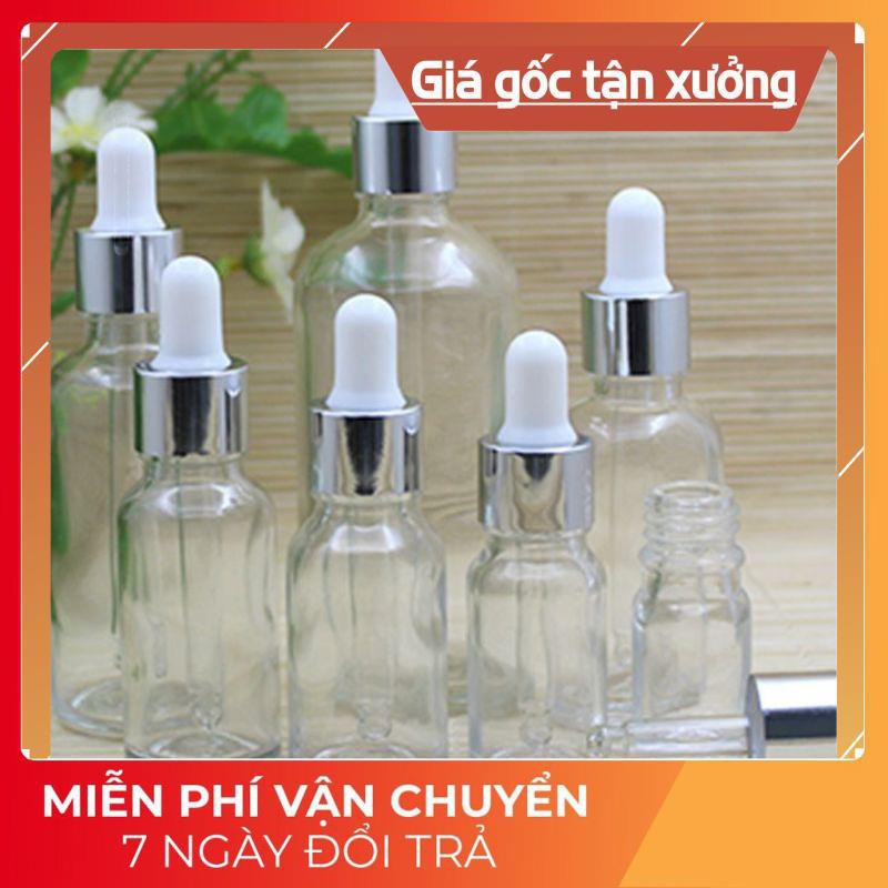 Lọ đựng tinh dầu 5ml/10ml dày bóp giọt khoen bạc / lọ chiết serum