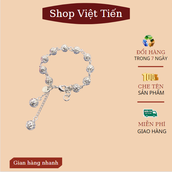 Lắc tay nữ họa tiết quả cầu bạc-925,màu bạc sáng bóng,bền đẹp,khóa cài chắc chắn,với thiết kế tinh tế,sang trọng,mang phong cách hiện đại,dễ dàng phối chung với các loại trang phục,phụ kiện khác VT-87 Việt Tiến