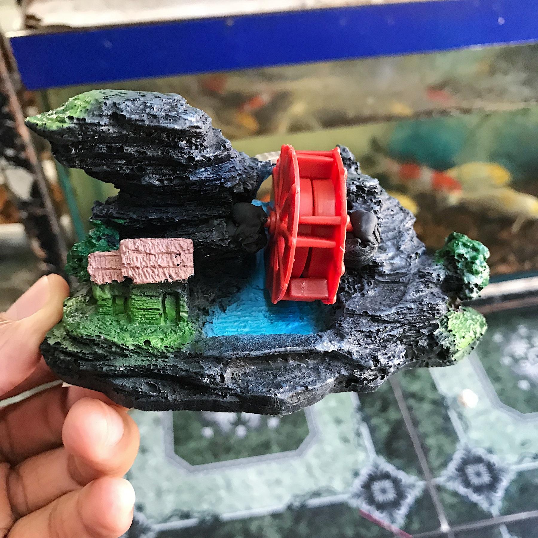 "Hoàn tiền đến 10%" CẢNH NÚI CÓ BÁNH QUAY TRANG TRÍ HỒ CÁ NON BỘ DÀI 13CM RỘNG 6CM CAO 8CM