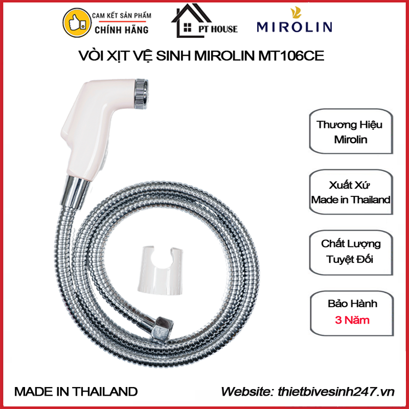 [CHÍNH HÃNG] Vòi Xịt vệ sinh Cao Cấp Mirolin MT106CE nhập khẩu Thái Lan( vòi xịt rửa tolet, xịt rửa bồn cầu, vòi rửa vệ sinh, vòi xịt inox 304, vòi xịt giá rẻ, vòi xịt nhập khẩu, vòi xịt rửa nhà vệ sinh)
