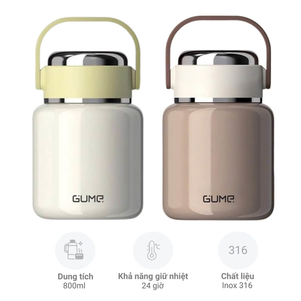 Gume 316 Stainless Steel Food Container and Porridge Warmer, Capacity 560Ml/800Ml, Genuine Korean Standard Product