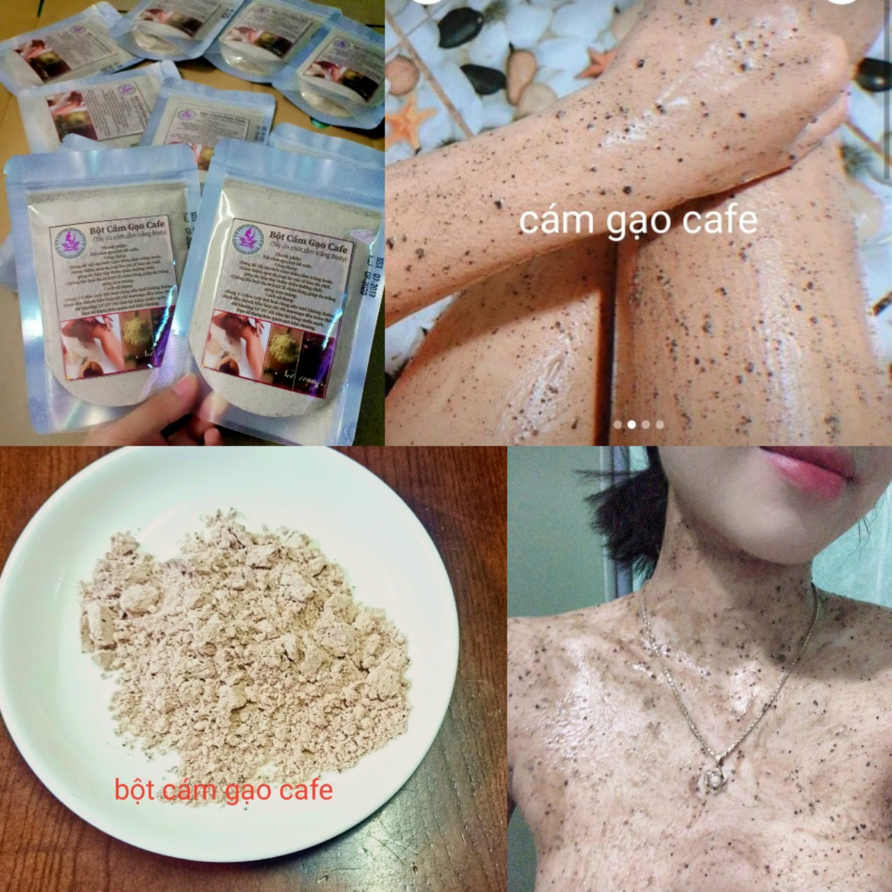 500g bột cám gạo cafe tẩy da chết /tắm trắng body