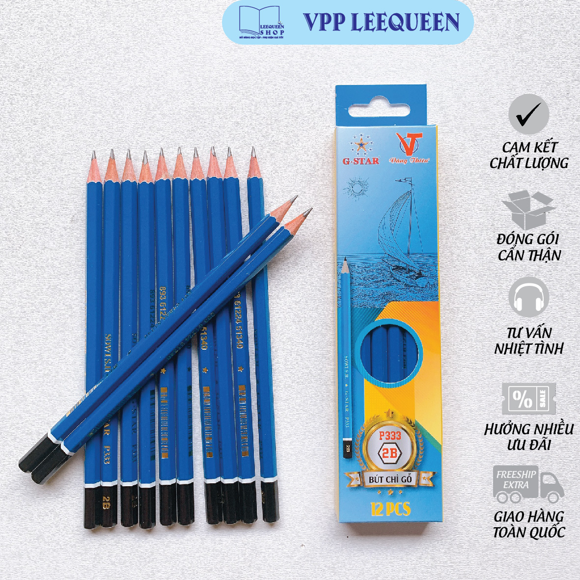 Bút chì gỗ ngòi 2b gstar gs-p333 thân xanh dương tặng chuốt gọt