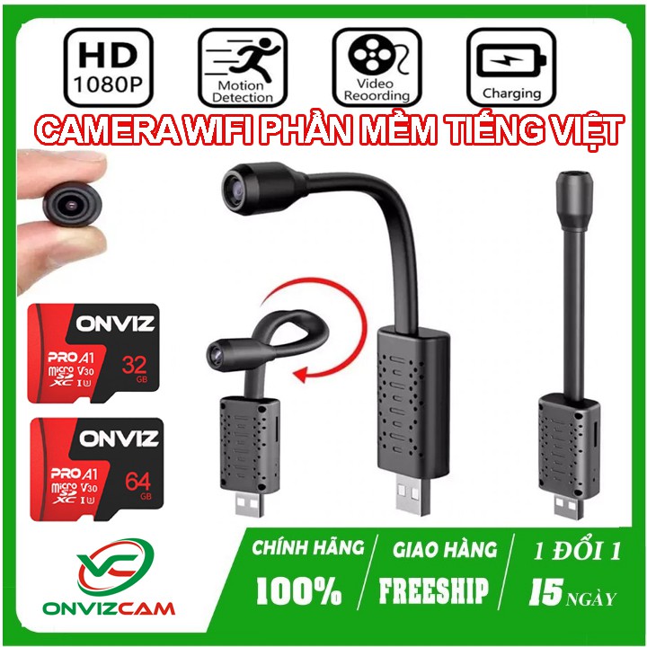   kèm thẻ 32gb 64gb  camera giám sát mini camera cắm cổng usb Camera WIFI U-21 Chất lượng 4K Góc siêu rộng siêu nét - APP V380 PRO nhỏ gọn với Mọi gia đình 