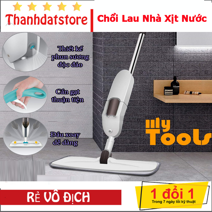 Chổi lau nhà AURORA Xịt Nước, phun sương, cây lau nhà đa năng thông minh 2 in 1 có bình xịt nước tự động