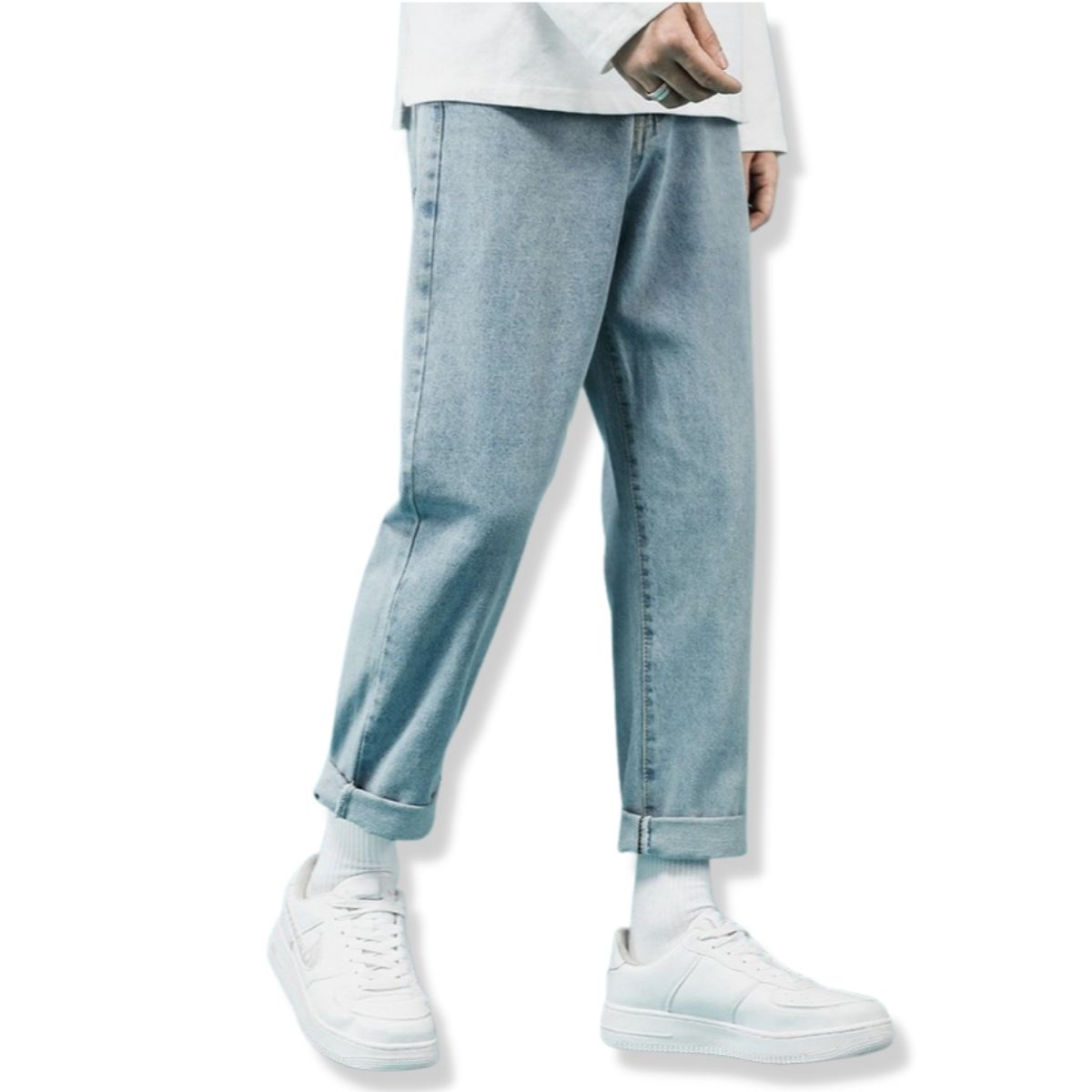 Quần jean nam ống rộng vải denim dầy dặn cao cấp, quần baggy jean thời trang đường phố