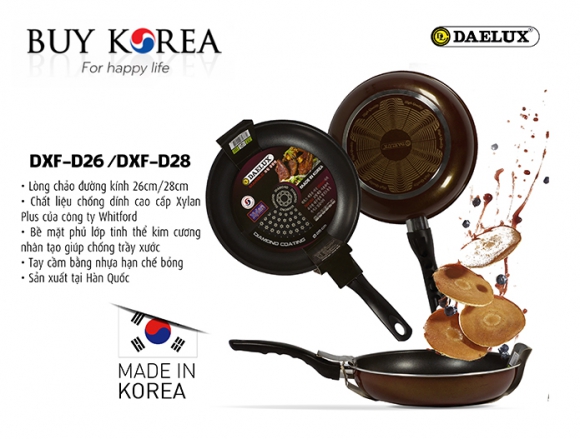 Chảo cạn chống dính phủ vân kim cương Daelux 26cm DXF-D26