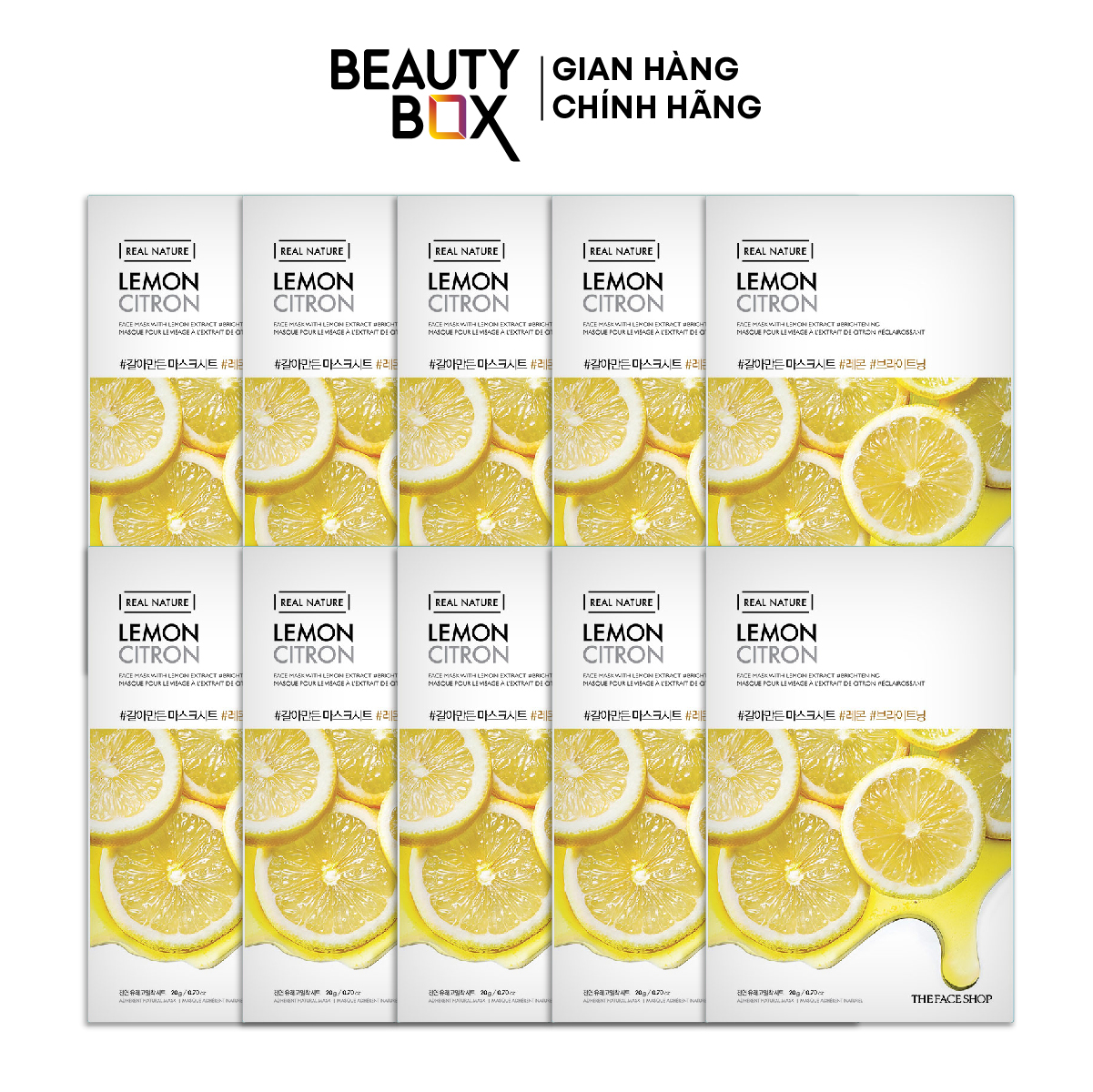 Combo 10 mặt nạ làm sáng da the face shop real nature lemon 20g