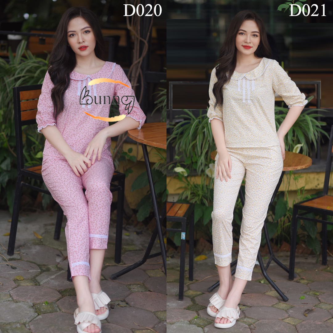 Quần áo bộ nữ mặc ở nhà, đồ bộ nữ họa tiết hoa nhí xinh xắn