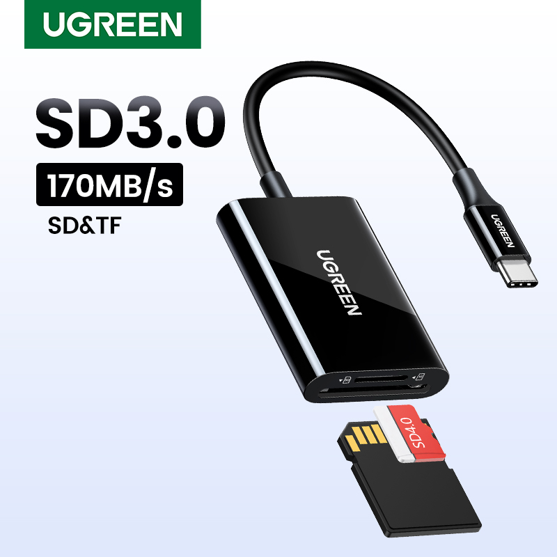 Ugreen 2-in-1 sd4.0 tf card reader 2tb max usb 3.0 otg memory adapter for macbook ipad pro samsung huawei model: 35506