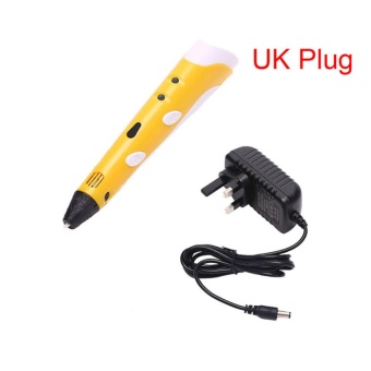 1st Abs/Pla Diy 3d Printing Print Pen Creative Gift Crafting Drawing Modeling Yellow Plug:UK - intl  