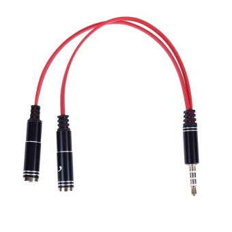 3.5mm Stereo Audio Male to 2 Female Headphone Mic Y Splitter Cable Adapter(Red) - intl  