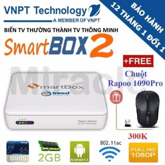 Android Tivi Box SMARTBOX 2 VNPT + Tặng Chuột RAPOO 1090PRO siêu nhạy 300K (Hàng nguyên SEAL)