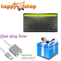 Bàn phím Bluetooth không dây PK-908 với công nghệ Dual Bluetooth hiện đại kết nối 2 thiết bị cùng lúc Tặng kèm Usb sound nhôm dây âm thanh 5.1 cao cấp SR7
