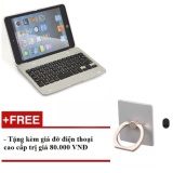 Bàn phím Bluetooth ốp lưng iPad mini 1 2 3 PKCB-BANPHIM tặng kèm giá đỡ điện thoại màu bạc