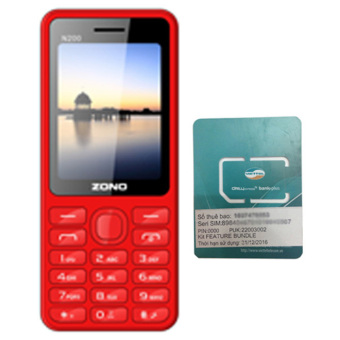 Bộ 1 ĐTDĐ Zono N200 2 SIM (Đỏ) và 1 Sim Dcom 3G Viettel  