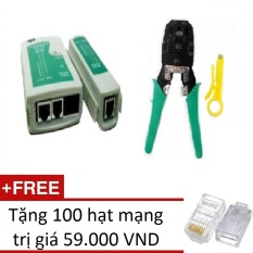 [bach-khoa-tech] Giá Bộ 1 Hộp test mạng đa năng China RJ11/45 (Trắng phối xanh) + 1 Kìm bấm mạng đa năng China OB-315 (Xanh) + Tặng 100 hạt mạng   102.000đ