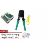 Bộ 1 Hộp test mạng đa năng RJ45 + 1 Kìm bấm mạng đa năng + Tặng 100 hạt mạng