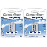 Bộ 2 pin sạc camelion alwaysready 9v 200mah tigđ173