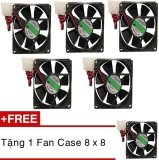 Bộ 5 quạt tản nhiệt Case 8x8 + Tặng 1 quạt case 8x8 (đen)