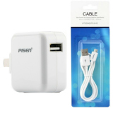 Bộ cáp và cốc sạc Pisen 2.0 A dành cho điện thoại Android (Trắng)