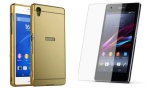 Bộ dán kính cường lực và ốp lưng Sony Xperia Z2 gương (Vàng)