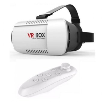 Bộ Kính thực tế ảo 3D Vr Box dành cho điện thoại Smartphone và tay cầm game bluetooth (Trắng)  