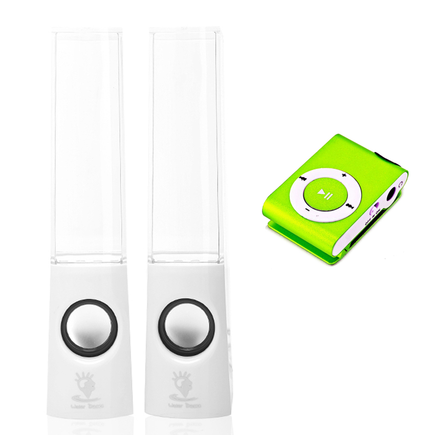 Hình ảnh Bộ loa nhạc nước 3D (Trắng) + Máy nghe nhạc MP3 vỏ nhôm PeepVNCombo74 (xanh lá)