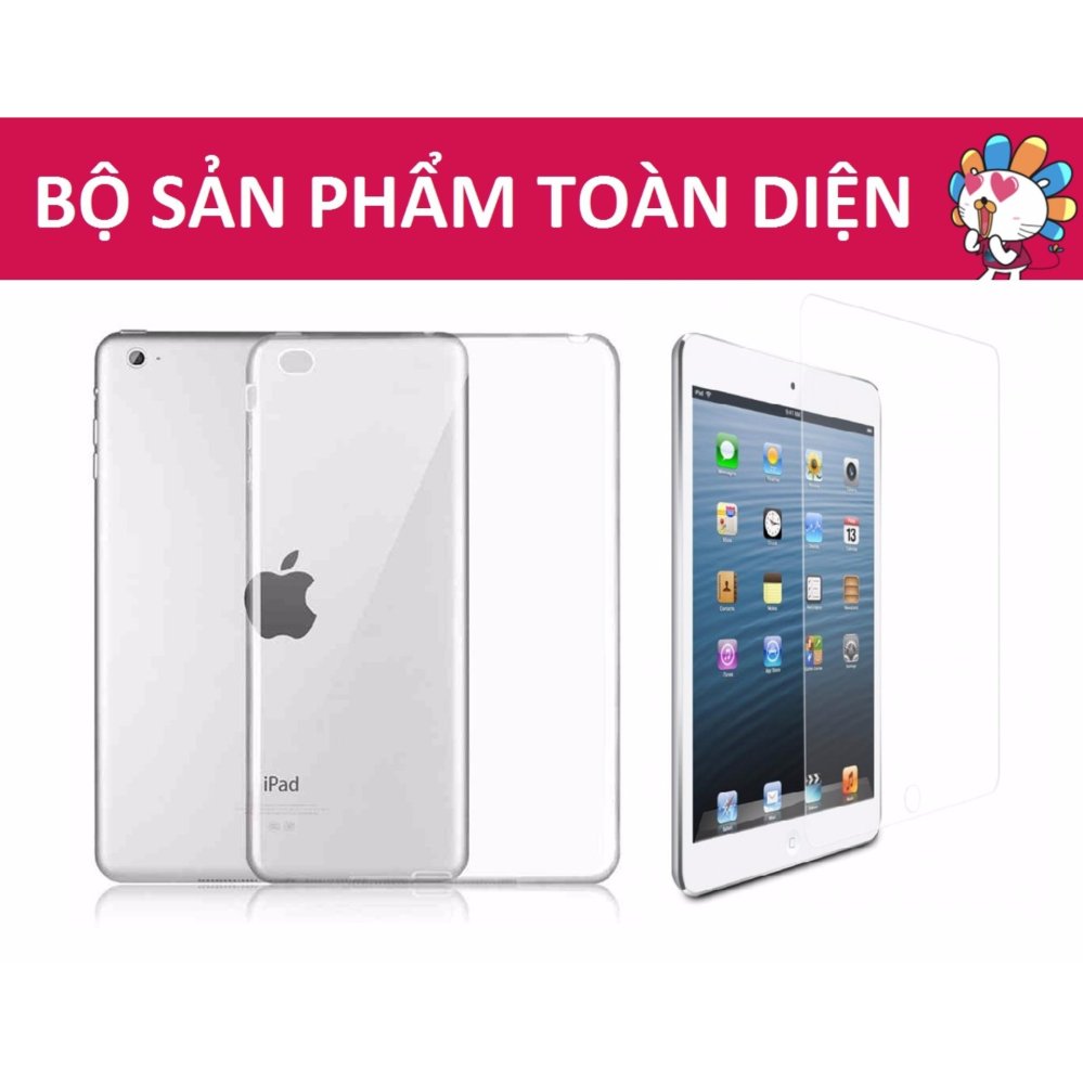Bộ Ốp lưng silicon và kính cường lực cho iPad 9.7''