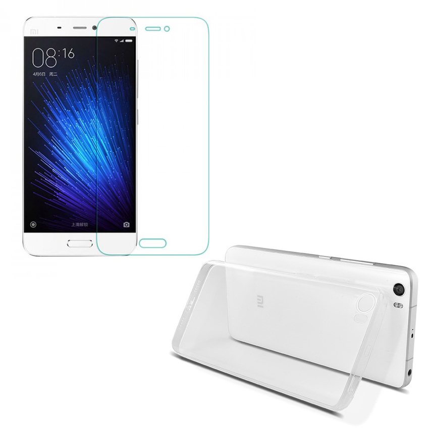 Bộ ốp lưng Silicon Xiaomi Mi5 (Trắng) + Kính cường lực 2.5D