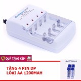 Bộ sạc pin tiểu đa năng Doublepow DP-B02 + tặng kèm 4 pin tiểu sạc Doublepow AA 1200mAh chuyên dùng cho đồ chơi điều khiển