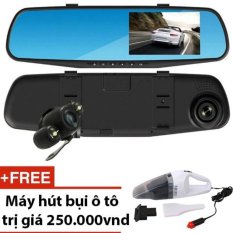 Camera hành trình gương X4S kết hợp Camera lùi + tặng máy hút bụi cầm tay