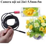 Camera nội soi chống nước 2in1- 5.5mm - dài 5m cho Điện thoại Android / Laptop hoặc máy tính