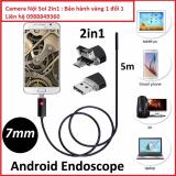 Camera nội soi chống nước 2in1- 7mm - dài 5m cho Điện thoại Android / Laptop hoặc máy tính