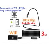 Camera nội soi phát Wifi chuẩn HD720p,chống nước IP67, dây cáp cứng định hình dài 3 m (màu đen)