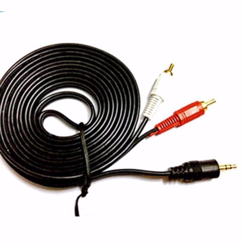 Hình ảnh Cáp audio 1 đầu 3.5mm ra 2 đầu bông sen dài 1.5m Grown Tech (Đen)