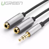 Cáp chia 2 cổng audio 3.5mm 1 đầu đực ra 2 đầu cái 20cm ugreen av123 10532
