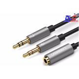 Cáp chuyển audio 3.5mm ra 2 đầu dương 3.5mm mic, loa ugreen 20899