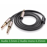 Cáp chuyển Audio 3.5mm ra 2 đầu 6.5mm, dùng chuyển âm thanh từ điện thoại, Smartphone, Laptop ra Amplifer Denon, pioneer.v.v. 1 mét UGREEN 10613