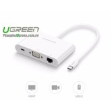 Cáp chuyển đổi usb-c to vga + hub usb 2.0 hỗ trợ lan 10/100mbps ugreen 30439