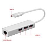 Cáp chuyển đổi usb type-c ra 3 cổng usb 3.0 + cổng lan rj45 vỏ hợp kim nhôm
